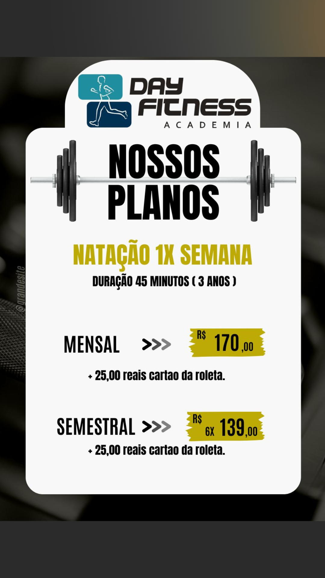 Plano de natação 1x na semana