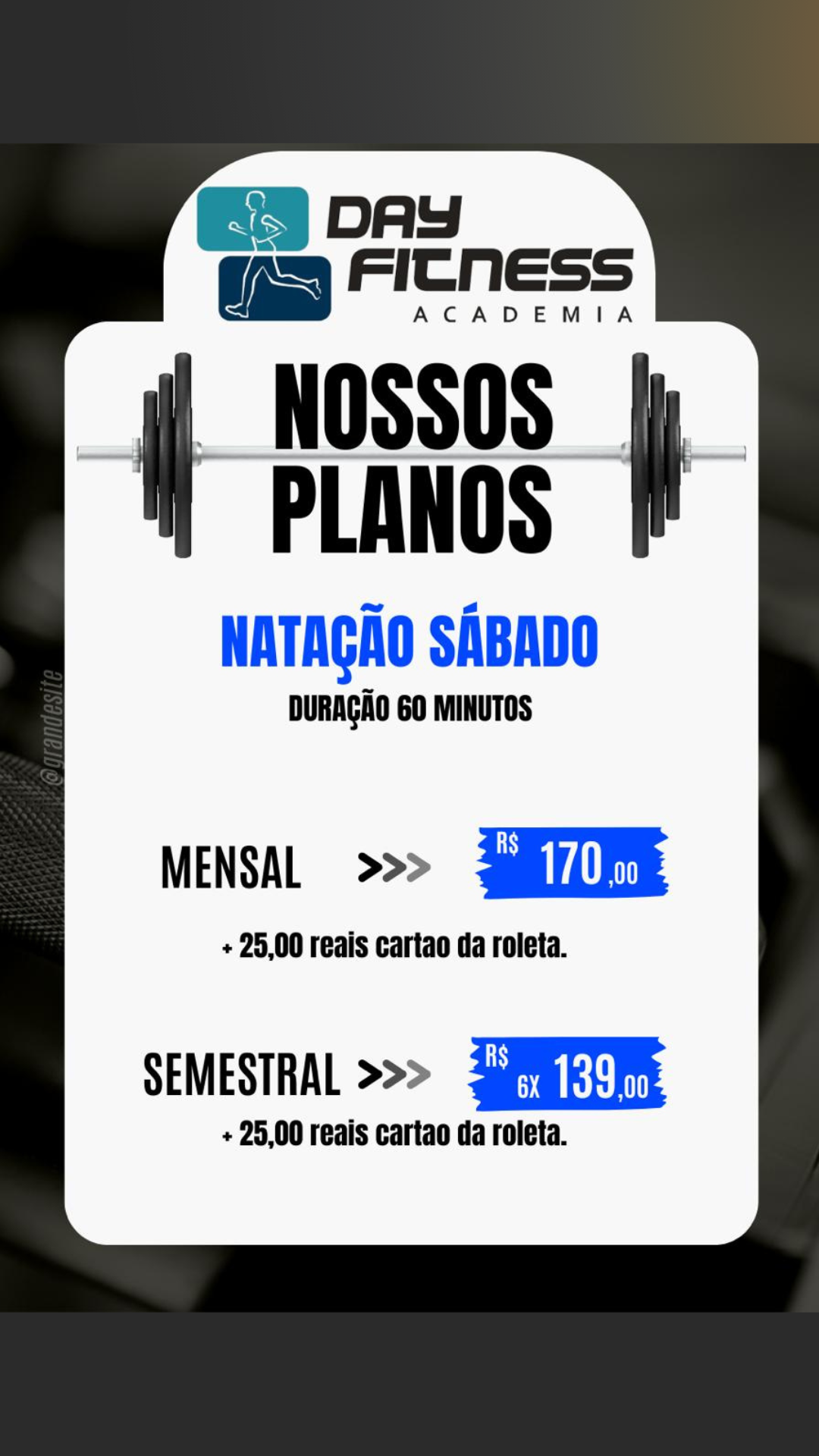 Plano de natação aos sabados